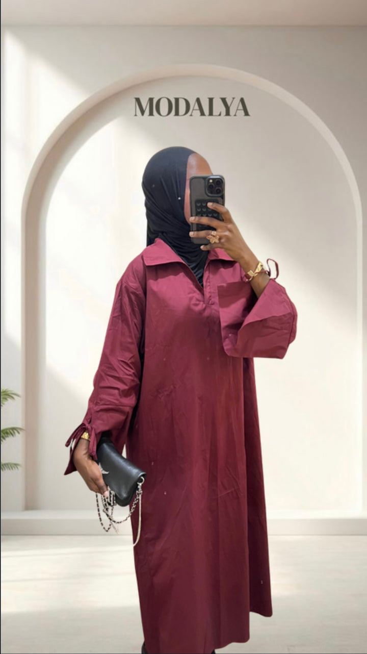 Robe Chemise Oversize – Détail Nœuds Manche